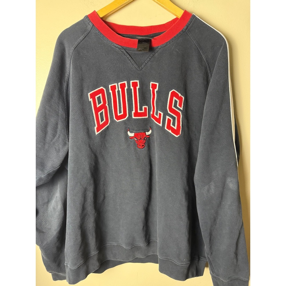 Vintage Adidas Chicago Bulls Long Sleeve Sweatshirt Mens L Black Striped